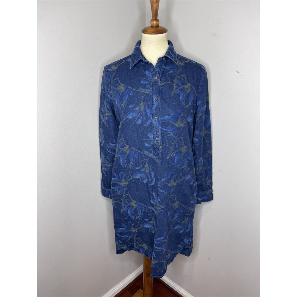J McLaughlin Amara in Jacquard Floral Denim Shirt Dress Size S